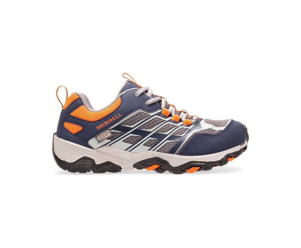 Merrell Vandresko Børn - Moab Fst Lav Waterproof - Mørkeblå/Grå/Orange - NHC719823